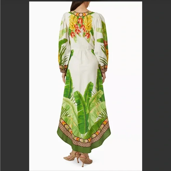 🎉Host pick 🎉NWT Farm Rio Fresh Forest Linen-Blend Midi-Dress - Picture 6 of 13